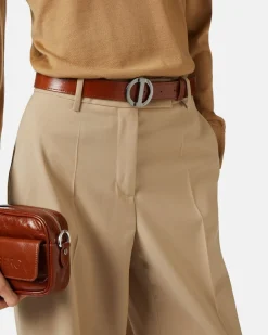 Women Iceberg Alias Leather Belt With Monogram Logo Buckle