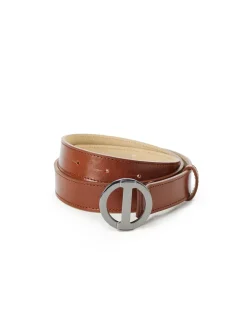 Women Iceberg Alias Leather Belt With Monogram Logo Buckle