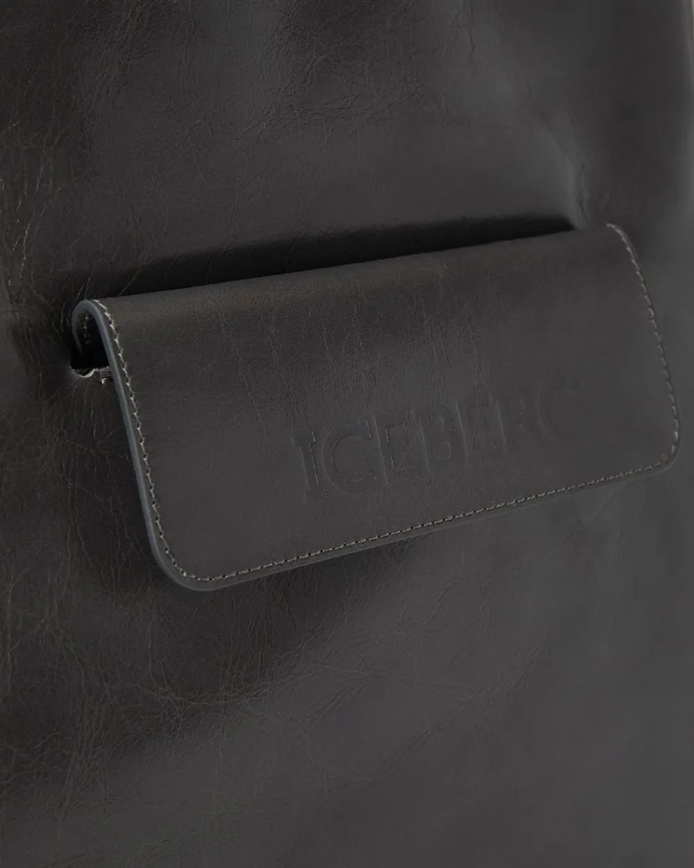 Women Iceberg Alias Leather Shopper Bag With Pocket Closure And Logo