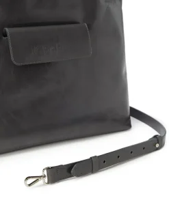 Women Iceberg Alias Leather Shopper Bag With Pocket Closure And Logo