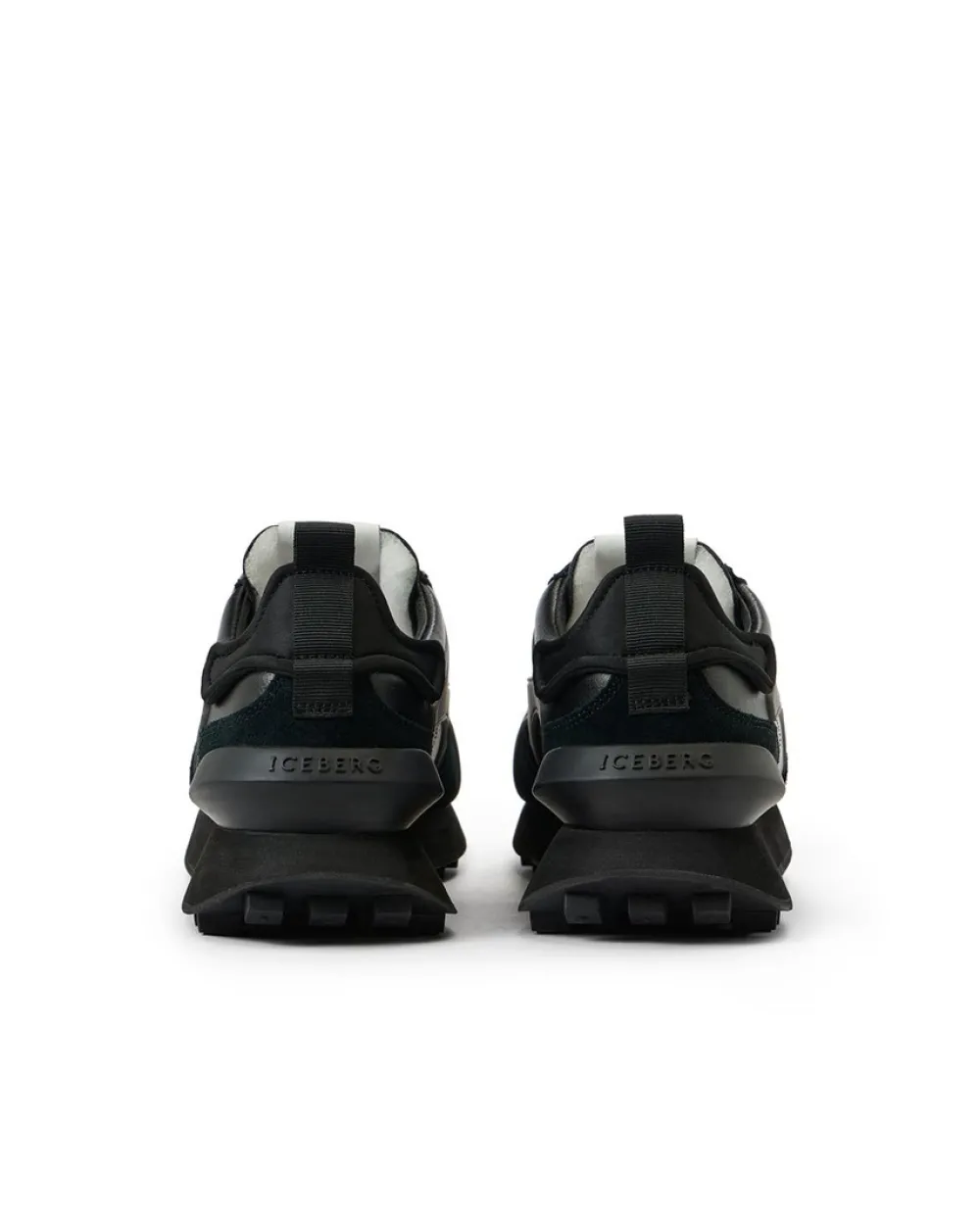 Iceberg Black Athletic-inspired Sneakers In Leather And Suede