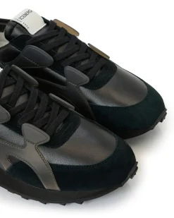 Iceberg Black Athletic-inspired Sneakers In Leather And Suede