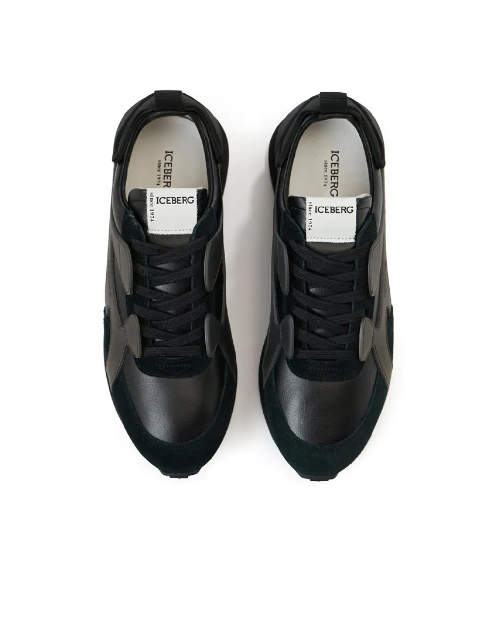Iceberg Black Athletic-inspired Sneakers In Leather And Suede