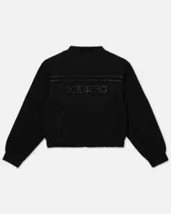Kids Iceberg Black College Bomber Jacket