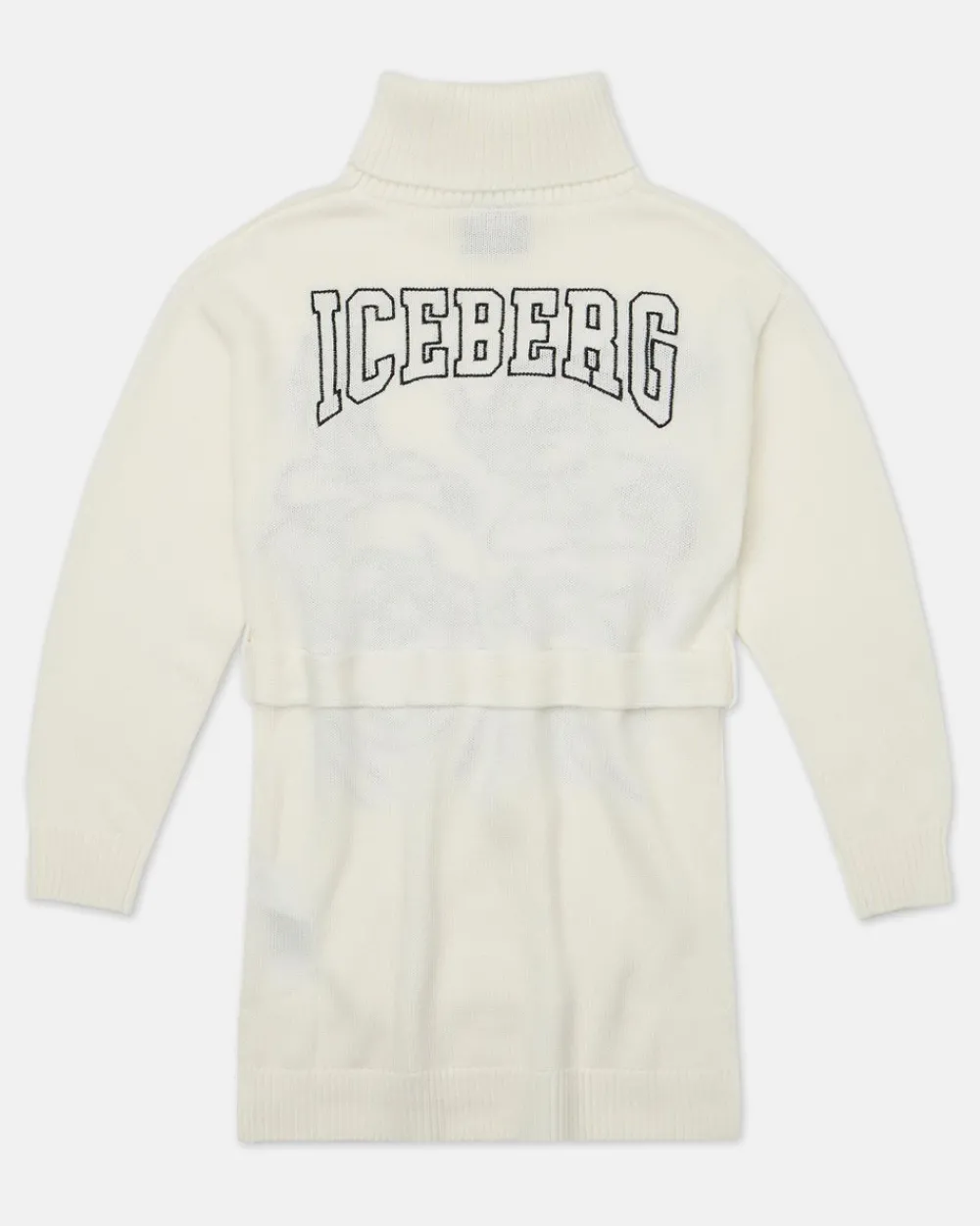 Kids Iceberg Black Crew Neck Crop Sweatshirt With Sequins And Zip On The Back