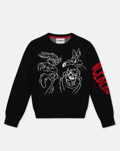 Kids/BOY Iceberg Black Crew-neck Sweater With Looney Tunes Designs