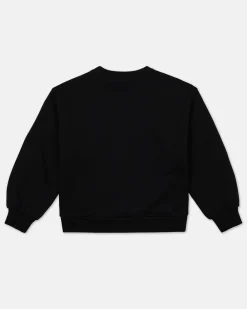 Kids Iceberg Black Crewneck Sweatshirt With Studs And Logo