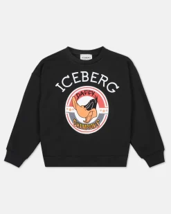 Kids/BOY Iceberg Black Crewneck Sweatshirt With Daffy Champions Print