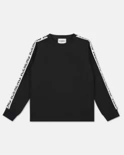 Kids/BOY Iceberg Black Crewneck Sweatshirt With Contrasting Stripes And Logo