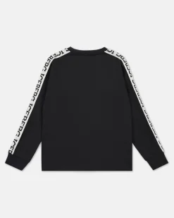 Kids/BOY Iceberg Black Crewneck Sweatshirt With Contrasting Stripes And Logo