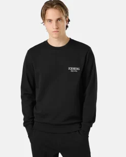 Iceberg Black Crewneck Sweatshirt With Embroidered Logo