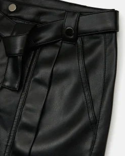 Kids Iceberg Black Eco-leather Shorts With Waistband And Studs