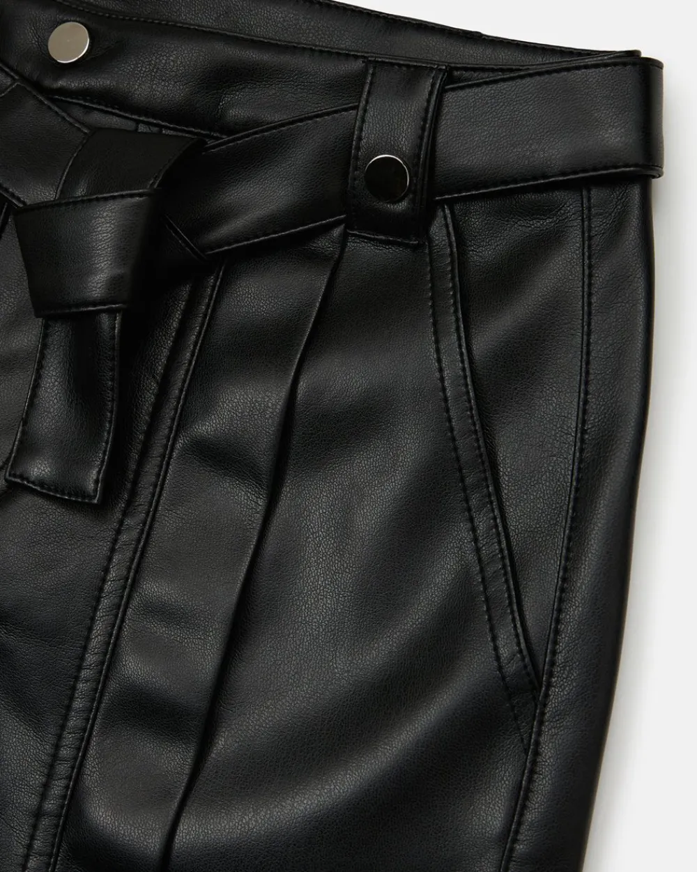 Kids Iceberg Black Eco-leather Shorts With Waistband And Studs
