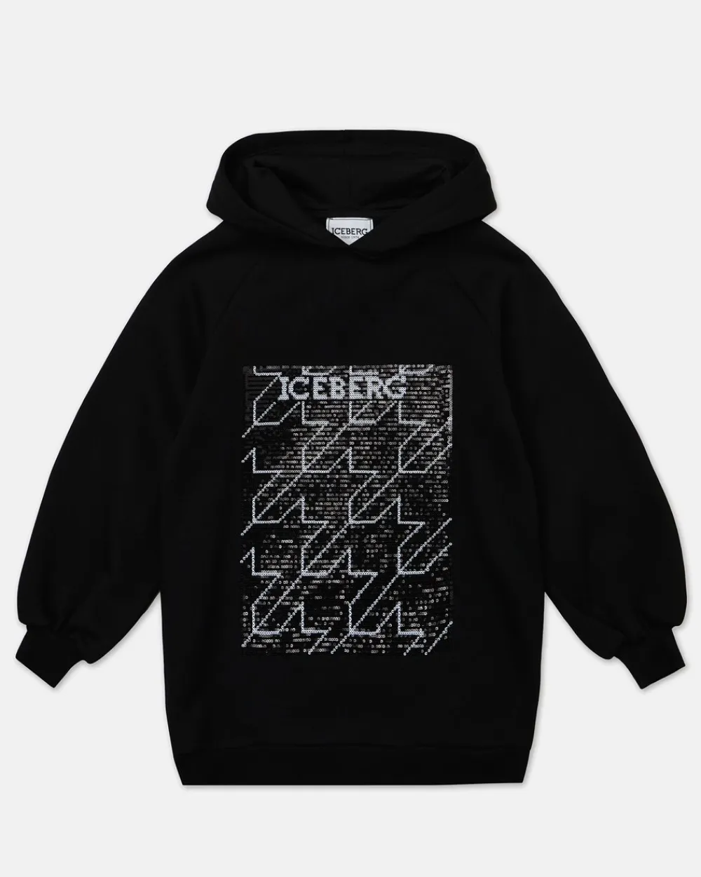 Kids Iceberg Black Hoodie With Houndstooth Pattern
