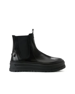 Iceberg Black Leather Ankle Boot With Elastic Sides And Stud Details