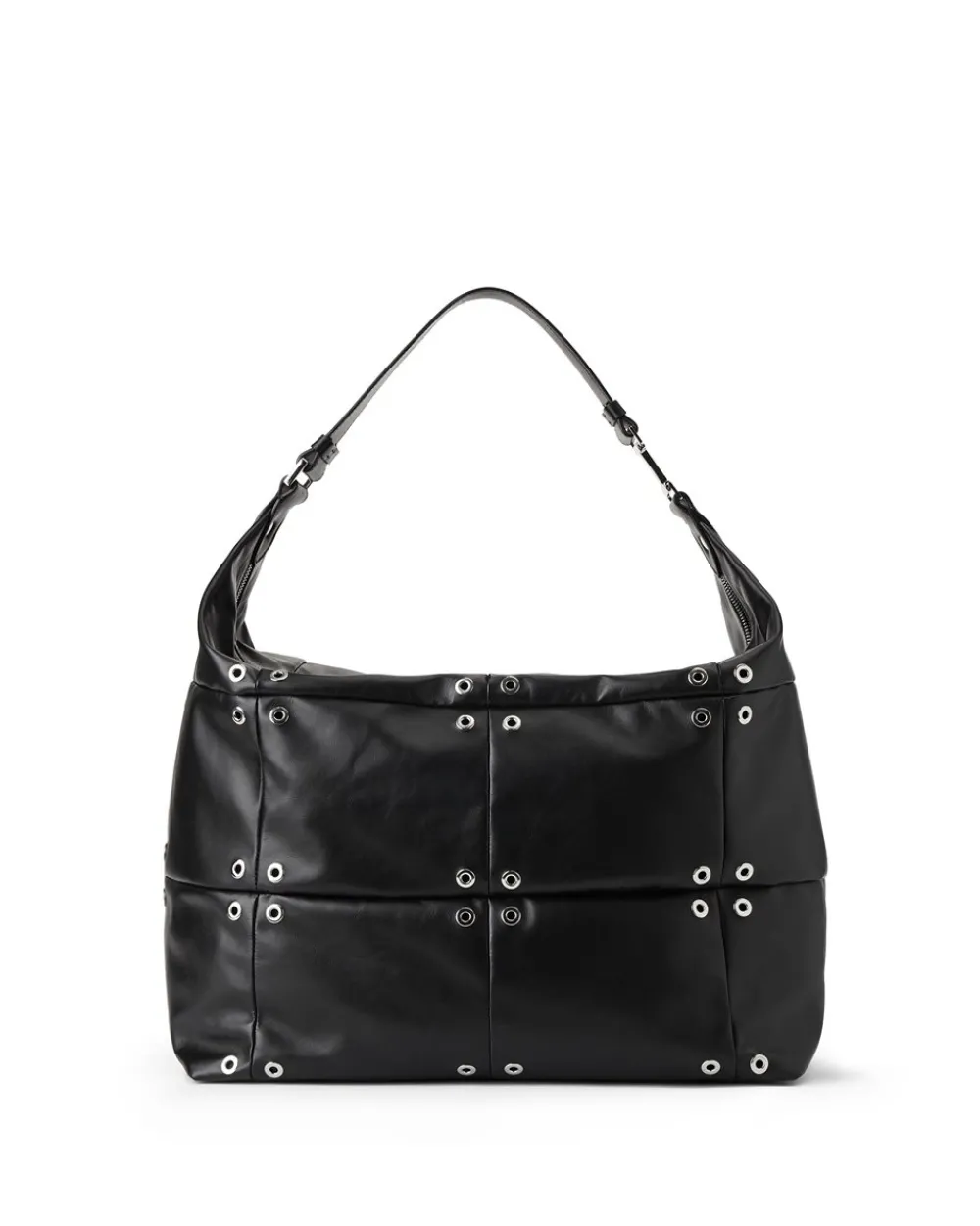 Women Iceberg Black Leather Patchwork And Studded Shoulder Bag