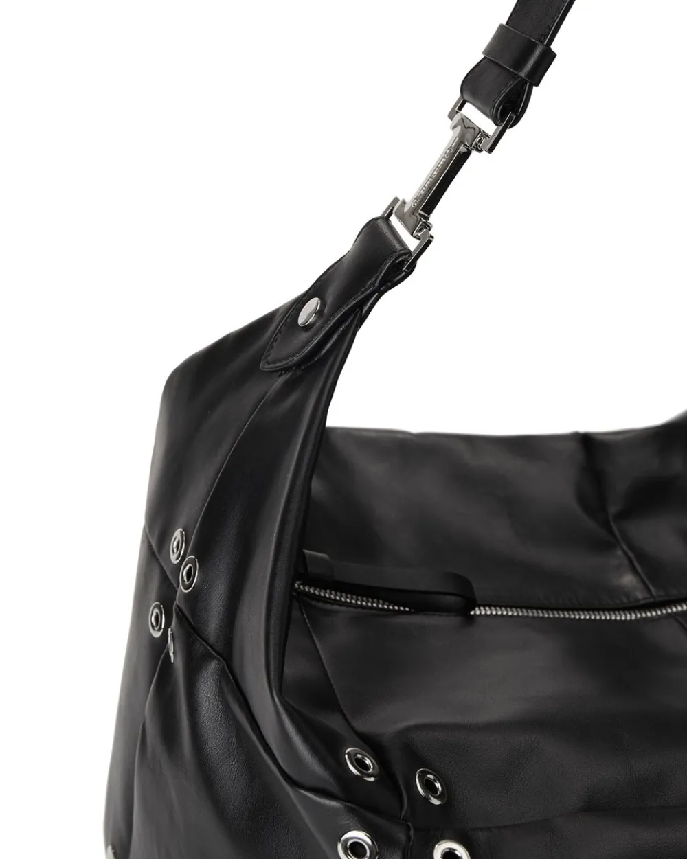 Women Iceberg Black Leather Patchwork And Studded Shoulder Bag