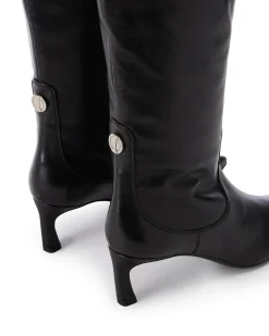 Women Iceberg Black Leather Thigh-high Boots