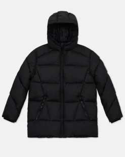 Kids Iceberg Black Quilted Jacket With Hood And Logo