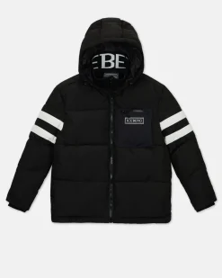 Kids/BOY Iceberg Black Quilted Jacket With Hood And Logo