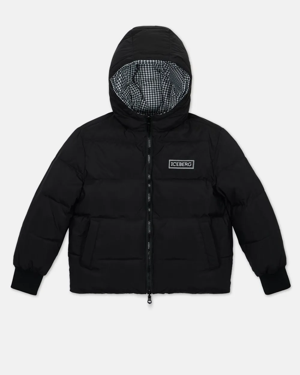 Kids/BOY Iceberg Black Quilted Jacket With Hood And Logo