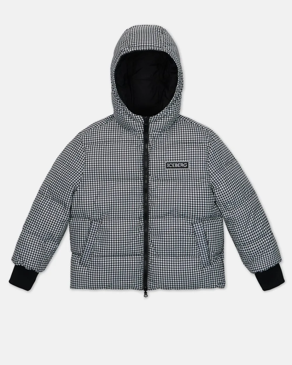 Kids/BOY Iceberg Black Quilted Jacket With Hood And Logo