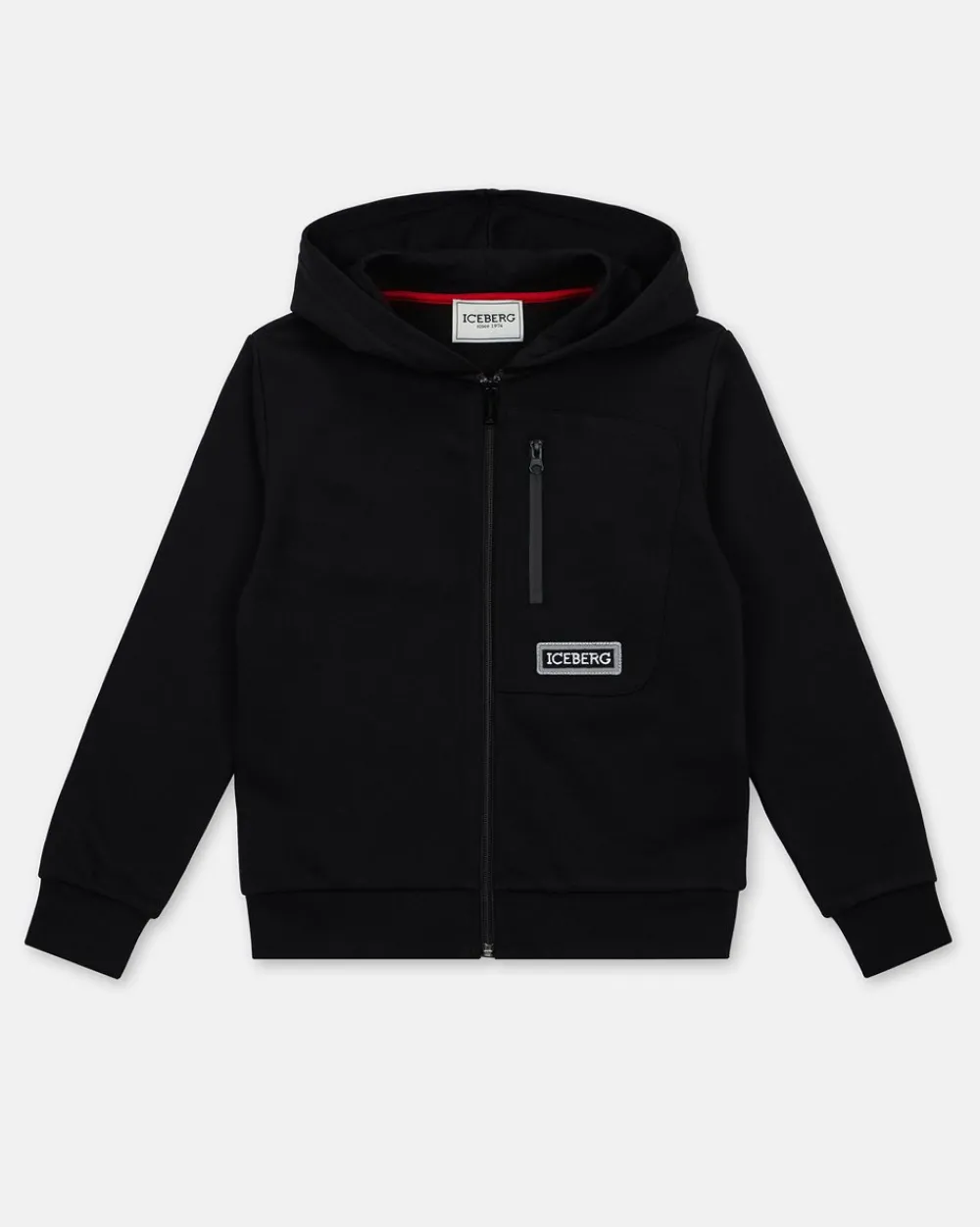 Kids/BOY Iceberg Black Sweatshirt With Hood, Zip And Logo