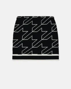 Kids Iceberg Black Wool Miniskirt With Houndstooth Pattern