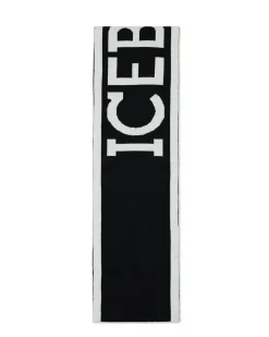 Kids Iceberg Black Wool Scarf With Logo