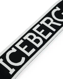 Kids Iceberg Black Wool Scarf With Logo