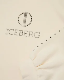 Kids Iceberg Cream-colored Crop Sweatshirt With Studs And Logo
