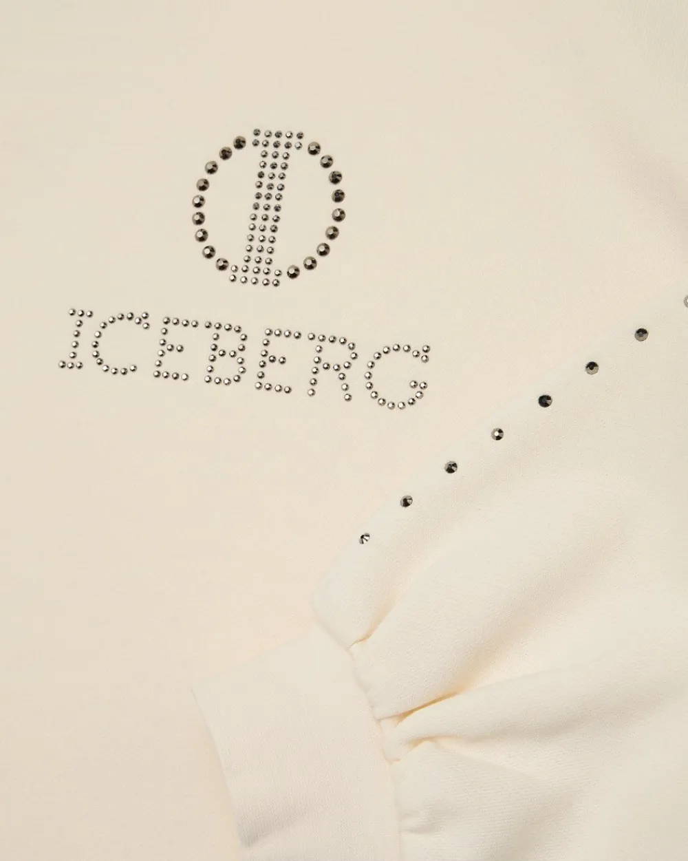 Kids Iceberg Cream-colored Crop Sweatshirt With Studs And Logo