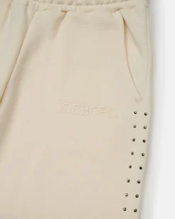 Kids Iceberg Cream-coloured Sweatpants With Studs