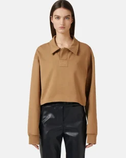 Women Iceberg Cropped Fit Polo Neck Sweatshirt