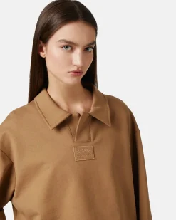 Women Iceberg Cropped Fit Polo Neck Sweatshirt