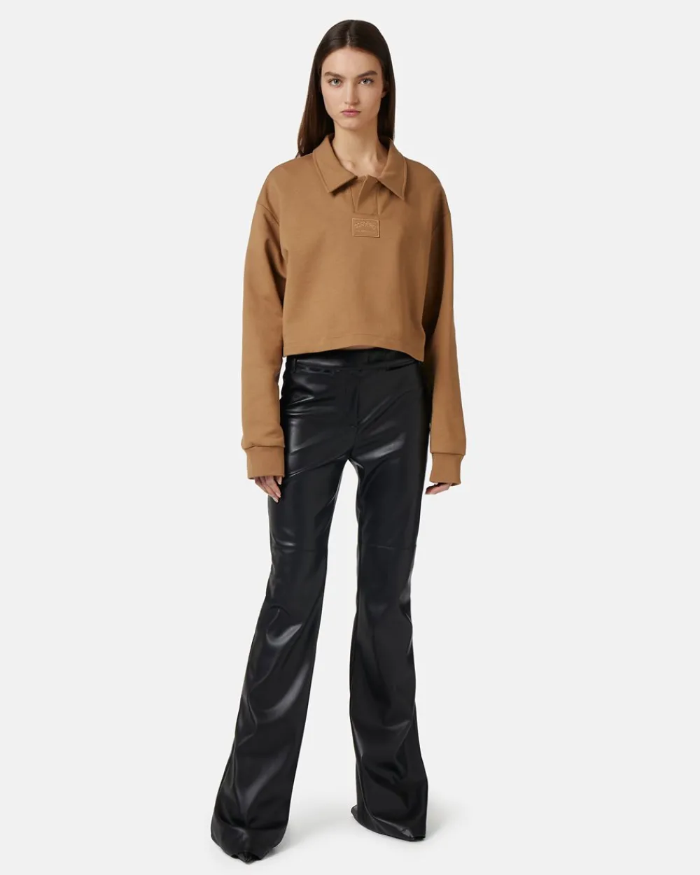 Women Iceberg Cropped Fit Polo Neck Sweatshirt