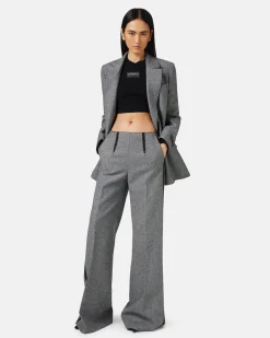 Women Iceberg Double-breasted Jacket In Wool Blend With Herringbone Pattern