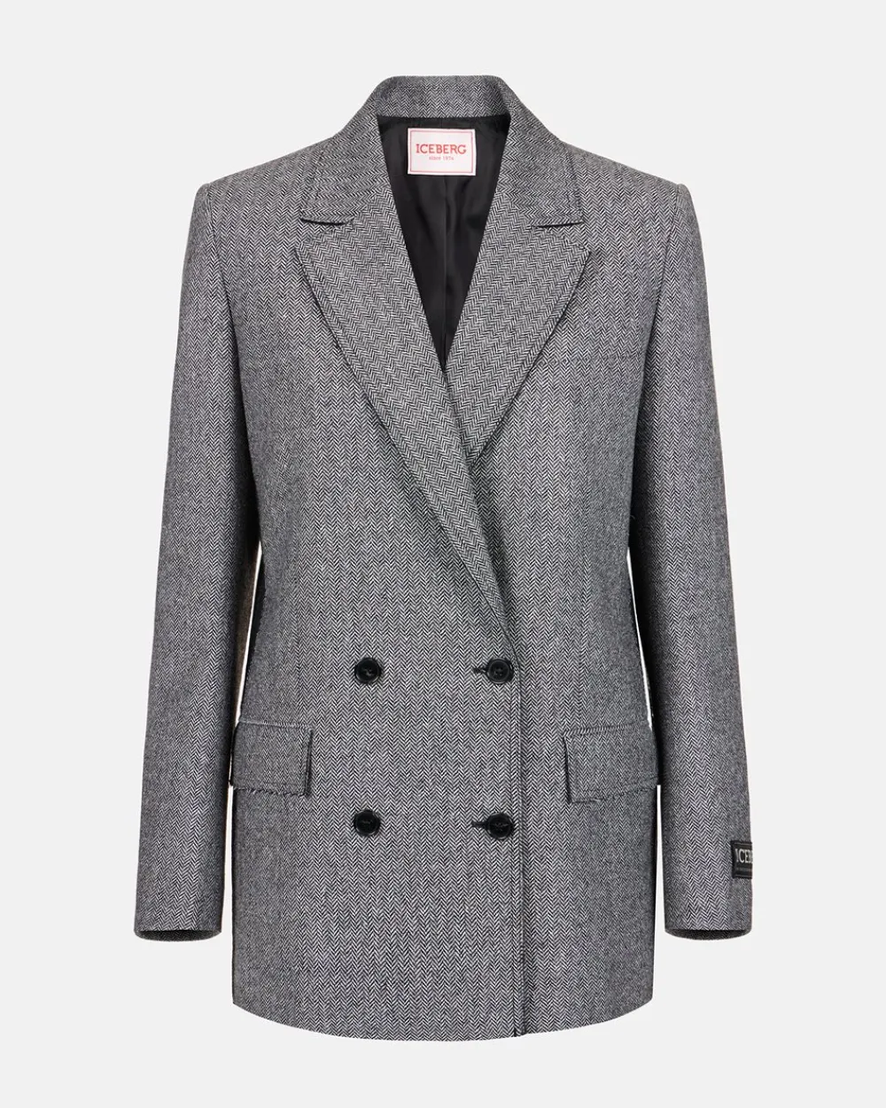 Women Iceberg Double-breasted Jacket In Wool Blend With Herringbone Pattern