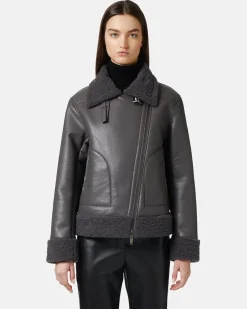Women Iceberg Eco-sheepskin Biker Jacket