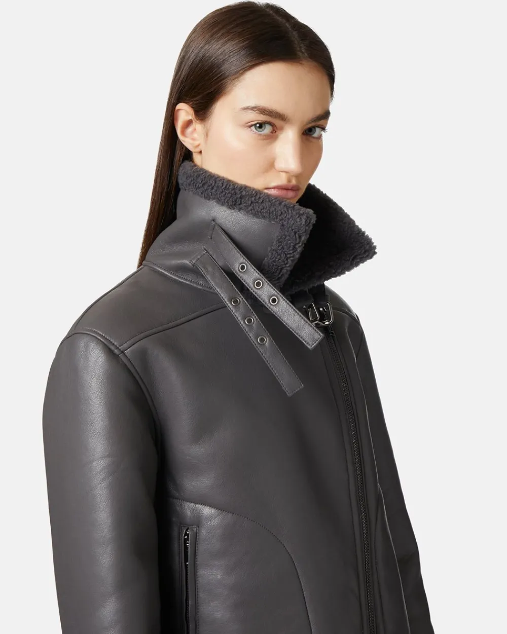Women Iceberg Eco-sheepskin Biker Jacket
