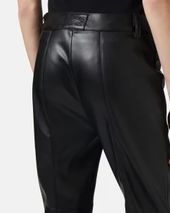Women Iceberg Flare Fit Trousers In Faux Leather