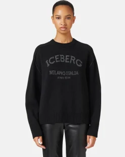 Women Iceberg Gray Crew-neck Sweater With Logo