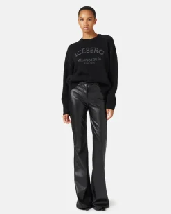 Women Iceberg Gray Crew-neck Sweater With Logo