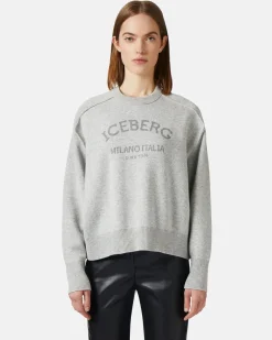 Women Iceberg Gray Crew-neck Sweater With Logo