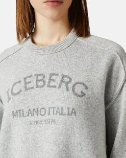 Women Iceberg Gray Crew-neck Sweater With Logo