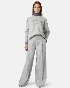 Women Iceberg Gray Crew-neck Sweater With Logo
