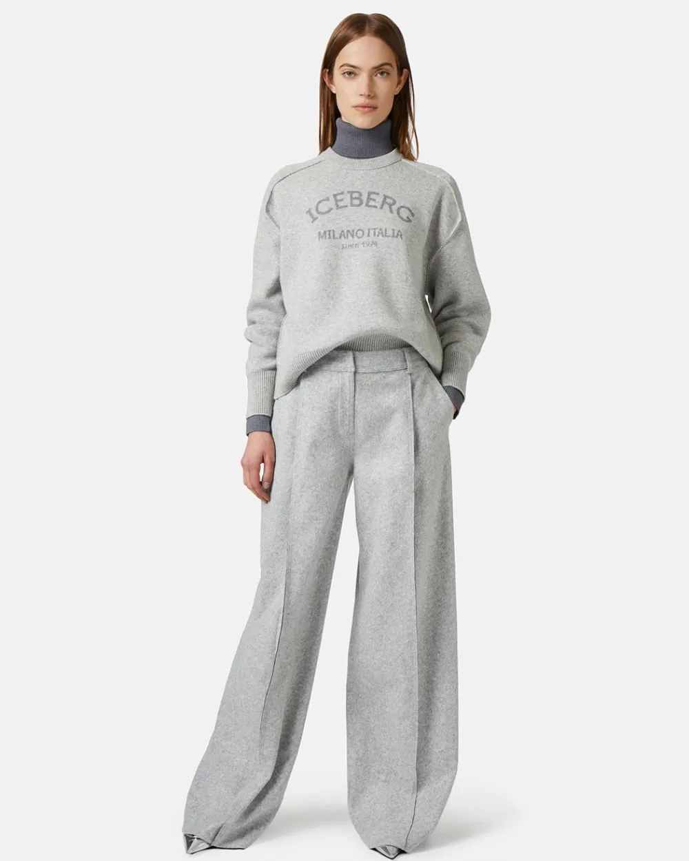 Women Iceberg Gray Crew-neck Sweater With Logo