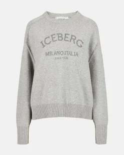 Women Iceberg Gray Crew-neck Sweater With Logo