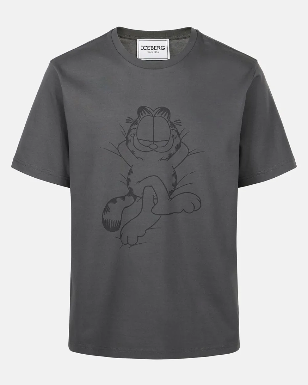 Iceberg Grey Cotton Jersey T-shirt With Lazy Garfield Print