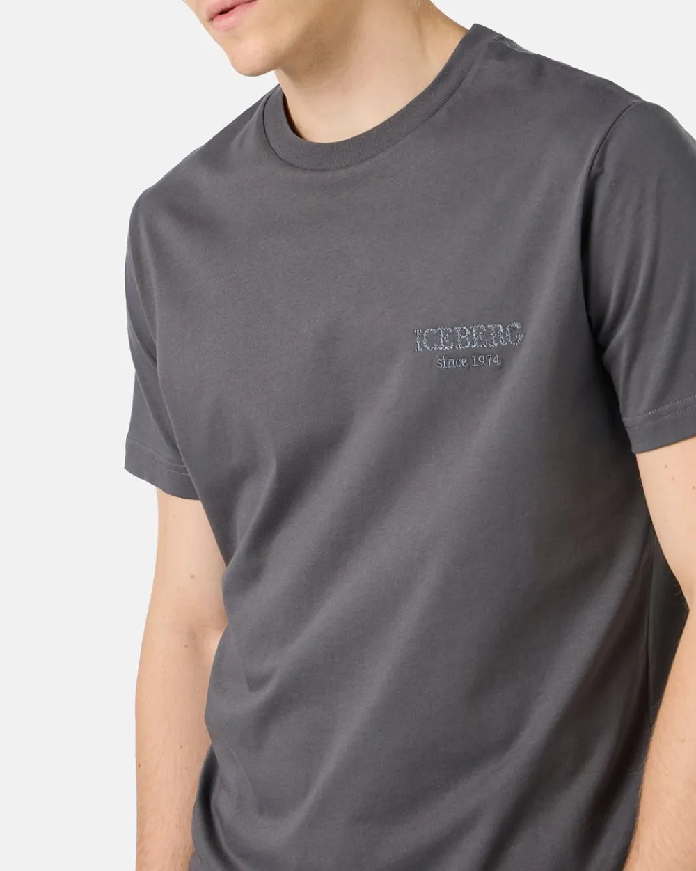 Iceberg Grey Crewneck Sweatshirt With Embroidered Logo
